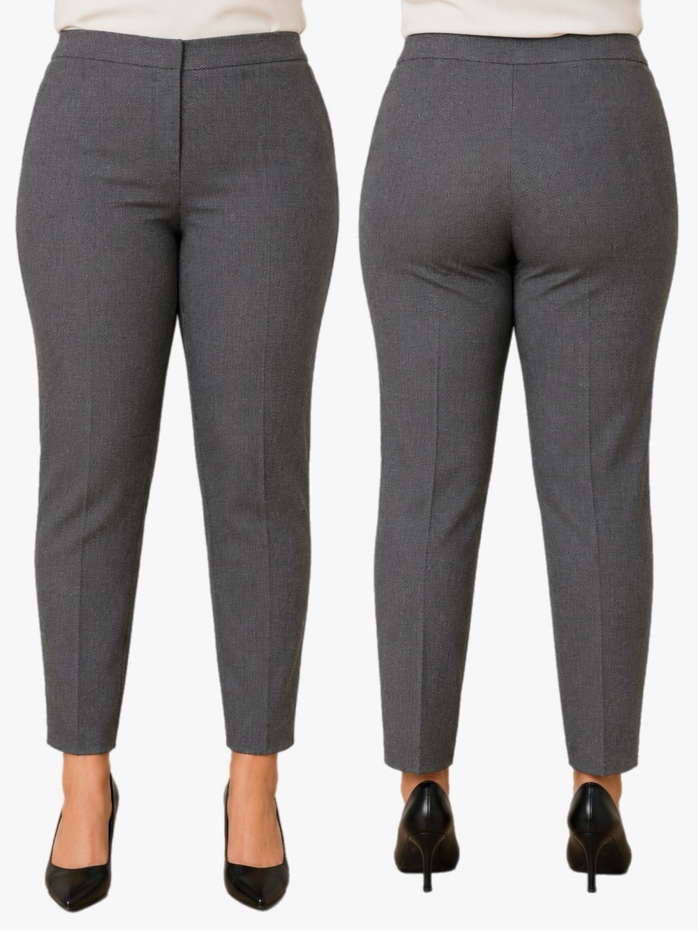 Ann Taylor Herringbone Zip Ankle Pants Plus Size 14 Stretch Career Workwear